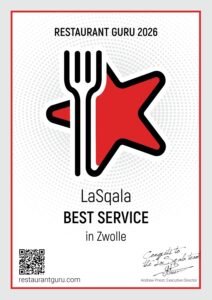 Certificaat Restaurant Guru 2026: LaSqala beste service in Zwolle